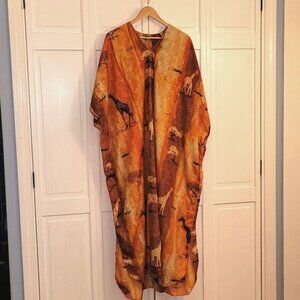 Details Kraftan  Safari Animal Print Mumu Dress One Size